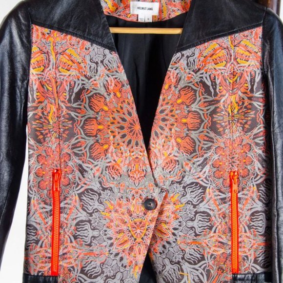 Helmut Lang Jacquard Jacket with Leather Size 0 - Picture 4 of 4